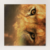 Löwengesicht - Sonnenuntergang Art - Puzzle (Horizontal)