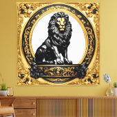 Löwengold und schwarzer Zierrahmen Leinwanddruck (Insitu (Wohnzimmer))