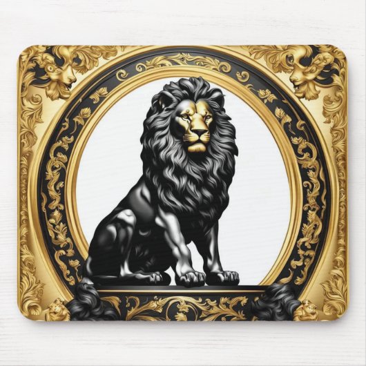 Löwengold und schwarzer Zierrahmen Mousepad (Vorne)