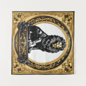 Löwengold und schwarzer Zierrahmen Wandteppich (Vorderseite (Horizontal))