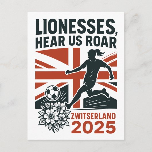 Löweninnen, Hört uns Roar - Englisch Women's Socce Postkarte (Vorderseite)