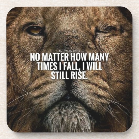 Löweninspirierung - Fall und Anstieg - Motivierend Getränkeuntersetzer (Vorderseite)