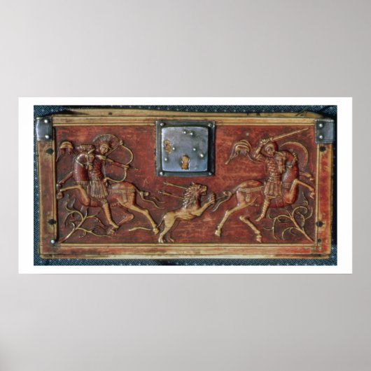 Löwenjagd, Plakette aus einem byzantinischen Korb, Poster (Vorne)