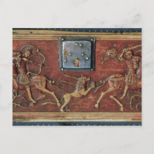 Löwenjagd, Plakette aus einem byzantinischen Korb, Postkarte