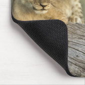 Löwenjunge auf Baumstamm Mousepad (Ecke)
