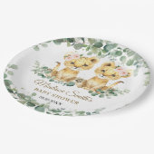 Löwenjunge Grün Zwillinge Mädchen Baby Shower  Pappteller (Schrägansicht)