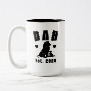 Löwenjunges-Silhouette Neuer Vater Gründungsjahr Zweifarbige Tasse