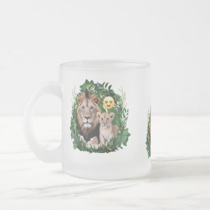 Löwenjunges Tropischer Kranz Mattglas-Tasse  Mattglastasse