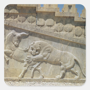 Löwenkampfbulle, Ost-Relief-Treppe Quadratischer Aufkleber