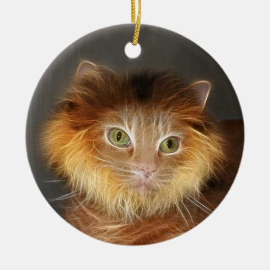Löwenkatze Keramik Ornament (Vorne)