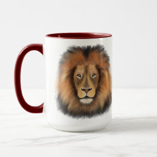Löwenkönig des Dschungels realistische männliche W Tasse