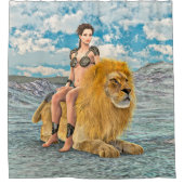 Löwenkönigin Fantasy Duschvorhang (Vorderseite)