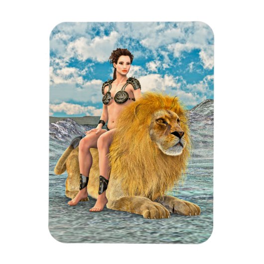 Löwenkönigin Fantasy Magnet (Vertikal)