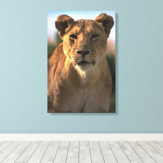 Löwenkönigin Leinwanddruck (Insitu (Holzboden))
