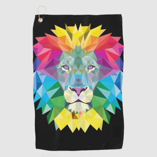 Löwenkopf auf schwarz golfhandtuch (Vorderseite)
