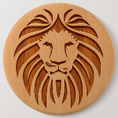 Löwenkopf in Holzdesign graviert Button (Vorderseite)