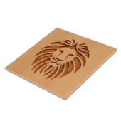 Löwenkopf in Holzdesign graviert Fliese (Seite)