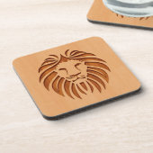 Löwenkopf in Holzdesign graviert Getränkeuntersetzer (Linke Seite)