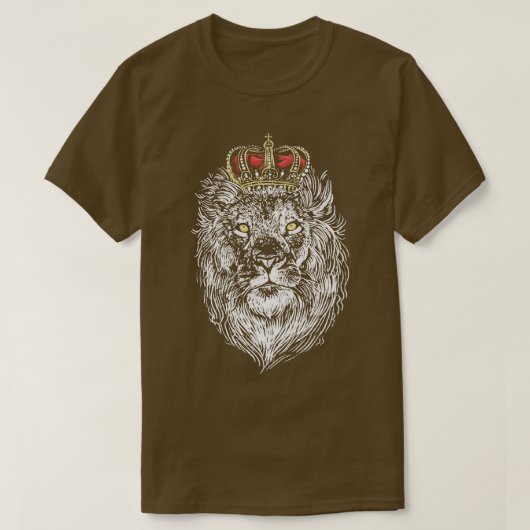 Löwenkopf mit Golden Crown Big Cat Lover Wildli T-Shirt (Design vorne)