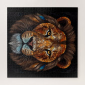 Löwenkopf mit mosaikfarbenem Glaseffekt Puzzle (Horizontal)