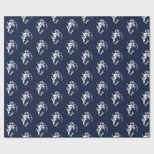 Löwenkopf, Navy Blue Geschenkpapier (Flach)