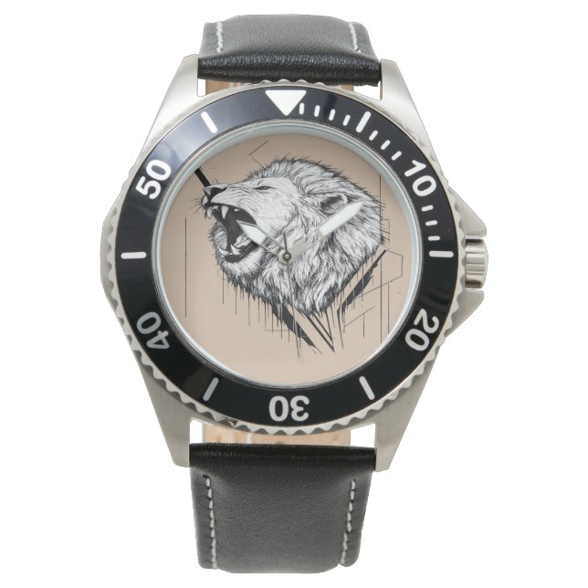 Löwenkopf Premium-Design  Armbanduhr (Vorderseite)