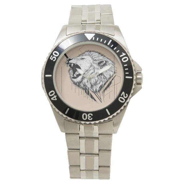 Löwenkopf Premium-Design  Armbanduhr (Vorderseite)