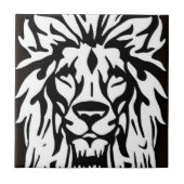Löwenkopf schwarz-weiß ätzend fliese (Vorderseite)