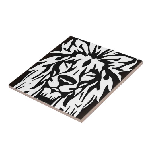 Löwenkopf schwarz-weiß ätzend fliese (Seite)