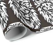 Löwenkopf schwarz-weiß ätzend geschenkpapier (Rolleneckpunkt)