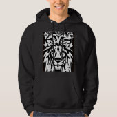 Löwenkopf, schwarz-weiße Ätzregal Hoodie (Vorderseite)