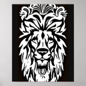 Löwenkopf, schwarz-weiße Ätzregal Poster (Vorne)