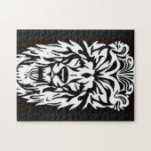 Löwenkopf, schwarz-weiße Ätzregal Puzzle (Horizontal)