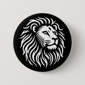 Löwenkopf - weiß auf schwarz button