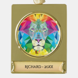 Löwenkopffarben mit w/Datum und Jahr Banner-Ornament Gold