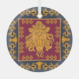 Löwenkopfschal: goldenes Motiv. Ornament Aus Glas