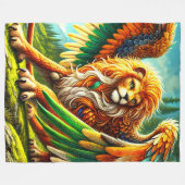 Löwenkreatur Fleecedecke (Vorderseite (Horizontal))