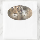 "Löwenlamm" religiöse Rittergeschenke Jesus Ovaler Aufkleber (Tasche)