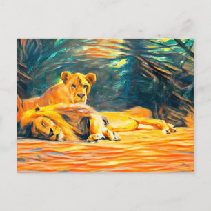 Löwenmalerei Postkarte