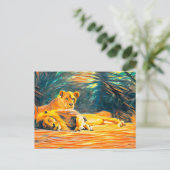 Löwenmalerei Postkarte (Stehend Vorderseite)