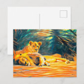 Löwenmalerei Postkarte (Vorne/Hinten)