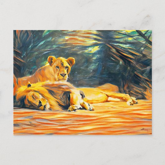 Löwenmalerei Postkarte (Vorderseite)
