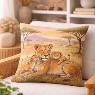 Löwenmama und -junges Safari-Tiere  Kissen