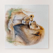 Löwenmännchen & Weibchen in Liebe für Löwenliebhab Puzzle (Horizontal)