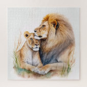 Löwenmännchen & Weibchen in Liebe für Löwenliebhab Puzzle (Vertikal)
