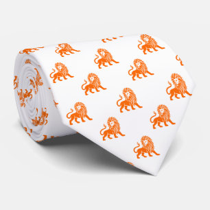 Löwenmuster - Orange auf Weiß Krawatte