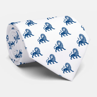 Löwenmuster - Shibori Blue auf Weiß Krawatte