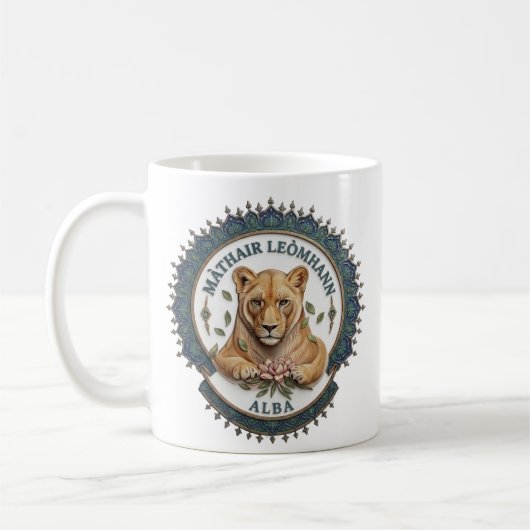 Löwenmutter. Schottland Coffee Mug Kaffeetasse (Links)