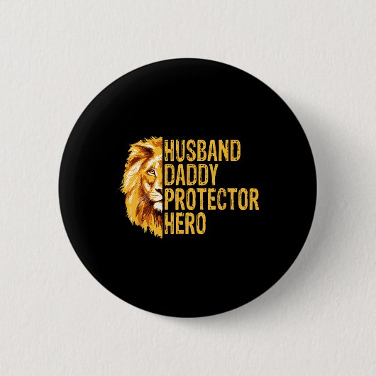 Löwenpapa Lustiger Ehemann Daddy Beschützer Held V Button (Vorderseite)
