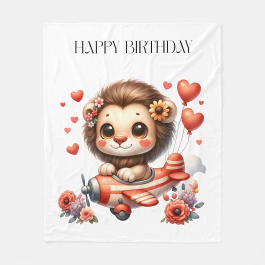 Löwenpilot Geburtstag Fleecedecke (Vorderseite)